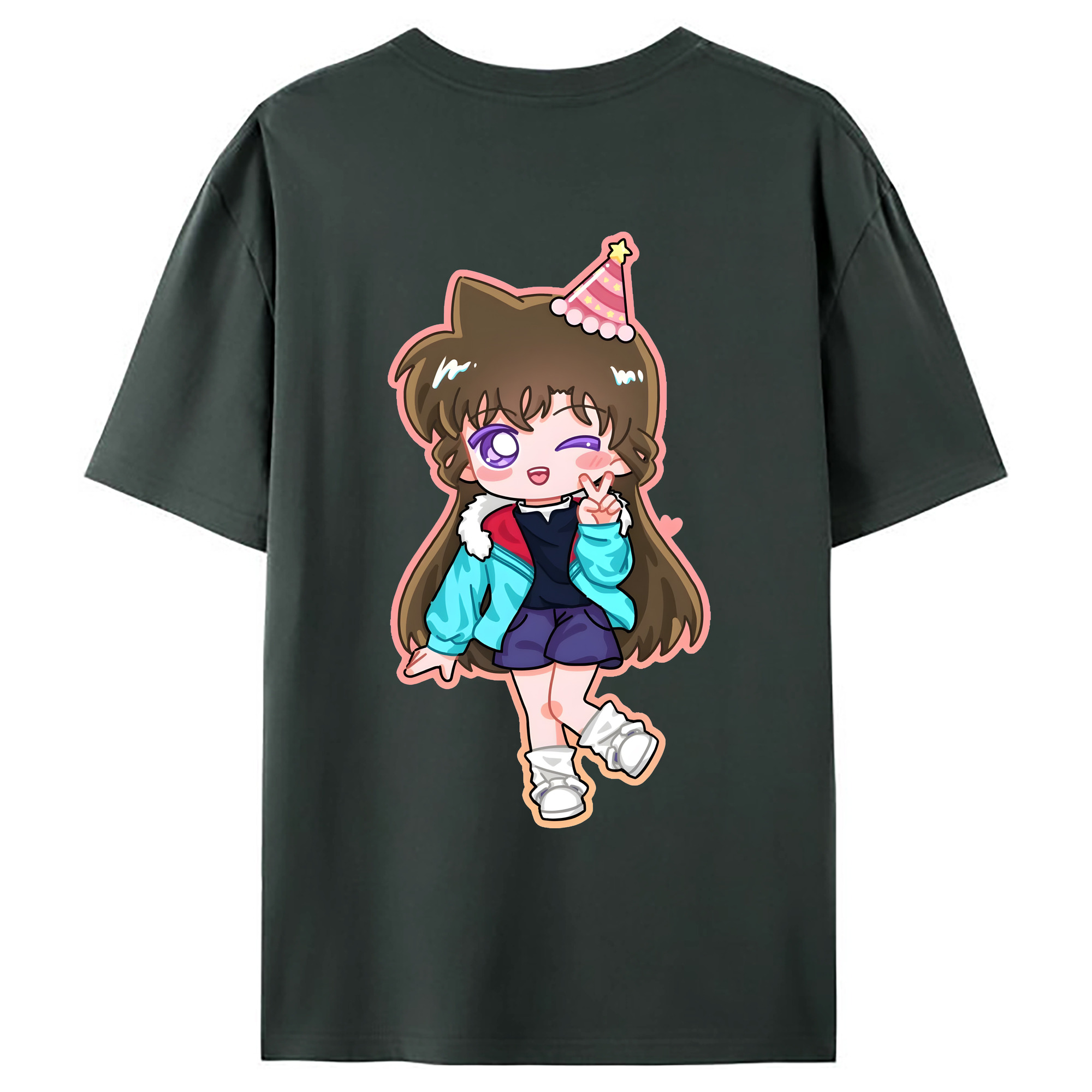 （画像用） 名探偵コナン 毛利 蘭 もうり らん、モーリ ラン Detective Conan Rachel Moore 綿100％ メンズ半袖Tシャツ（バックプリント） 通気性